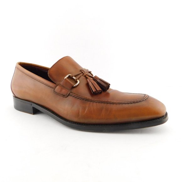 JOHNSTON MURPHY Brown Tasseled Leather Slip-on Loafers 10 - Picture 1 of 9